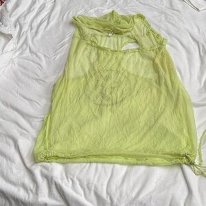 Zumba Fitness Neon Lime Sheer Drawstring Tank
